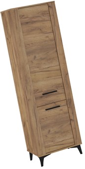 meble MIGES 01 wąski regał zamknięty z półkami bieliźniarka dąb craft złoty