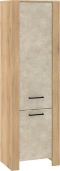 meble DELIS 01 wąski regał zamknięty z półkami bieliźniarka dąb cremona gra
