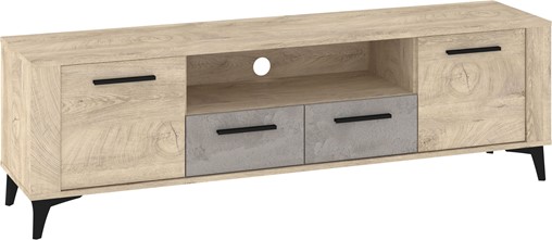 meble MIGES 11 komoda stolik szafka RTV z szufladami dąb endgrain beton sza