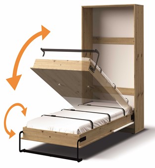meble NERO 15 młodzieżowe łóżko chowane w szafie półkotapczan pionowy bez m