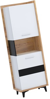meble DOX 07 regał na książki zamknięty z drzwiami dąb craft biały czarny