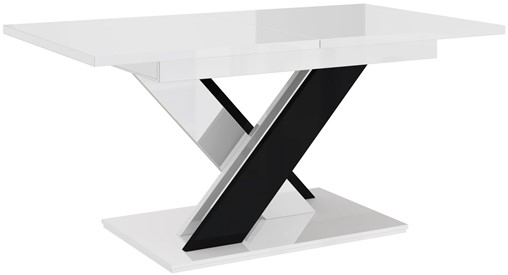 BRONX stół rozkładany 140/180x80 do salonu jadalni biały połysk czarny poł