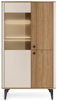 meble AURENA 03 LED nowoczesna niska witryna na nóżkach orzech cashmere