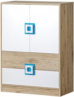 meble NICO 09 komoda z szufladami drzwiami młodzieżowa dąb jasny turkus