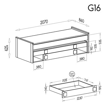 meble GUMI _16 łóżko 2 os. bez materacy