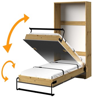 meble INDEX 19 łóżko składane chowane w szafie półkotapczan pionowy 90x200