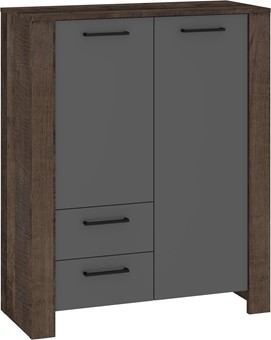 meble DELIS 08 regał z drzwiami szufladami do salonu dąb grange grafit