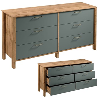 meble INDYGO K6S komoda z szufladami do salonu sypialni dąb wotan zieleń
