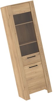 meble DELIS 15 wysoka wąska witryna do salonu dąb cremona