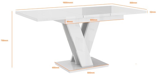 MASIV nowoczesny stół rozkładany do salonu jadalni 120x80 beton biały mat