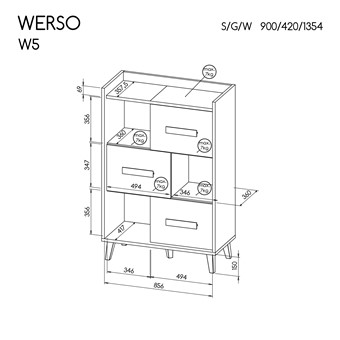 meble WERSO 05 nowoczesna młodzieżowa komoda z drzwiami 90 na nóżkach