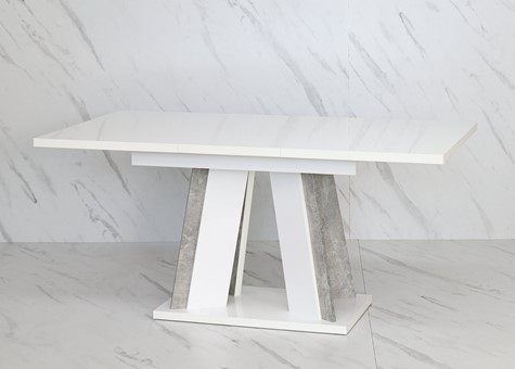 DOHA nowoczesny stół rozkładany do salonu jadalni 120x80 biały połysk beton