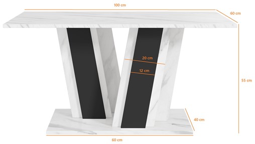 MU1 ława nowoczesny stolik kawowy 100x60 do salonu marmur royal czarny