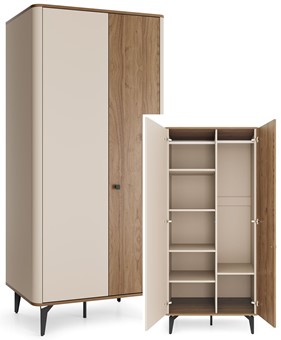 meble AURENA 01 nowoczesna szafa dwudrzwiowa na nóżkach orzech cashmere