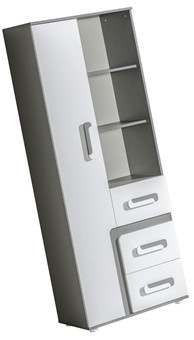 meble APETITO 04 regał na książki zabawki z półkami szufladą antracyt biały