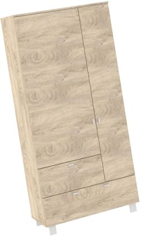 meble GAVES 14 szafa z drążkiem półkami do przedpokoju dąb endgrain biały