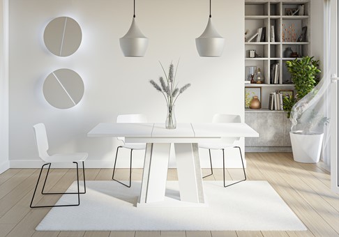 DOHA nowoczesny stół rozkładany do salonu jadalni 120x80 biały mat / beton