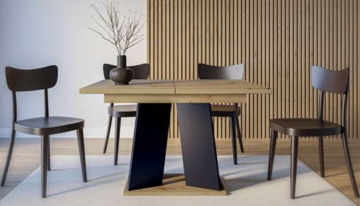 MUFO nowoczesny stół rozkładany do salonu 120/160x90 dąb artisan / czarny