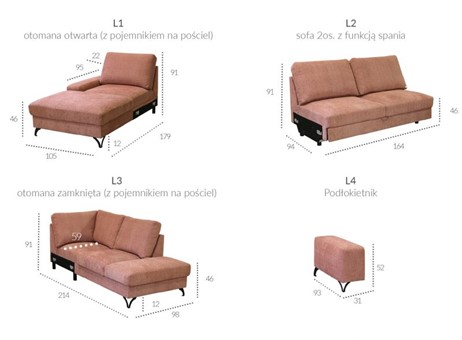 FLAVIO L2F sofa z funkcją spania