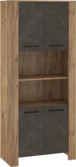 meble DELIS 09 wysoki regał z drzwiami półkami craft złoty granada brąz