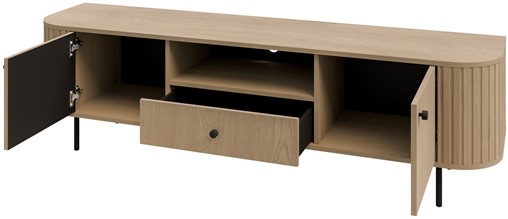 meble OVALIO 321 komoda stolik szafka RTV na nóżkach do salonu dąb cremona