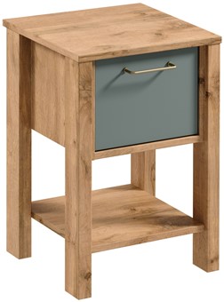 meble INDYGO SN nakastlik stolik szafka nocna do sypialni dąb wotan zieleń