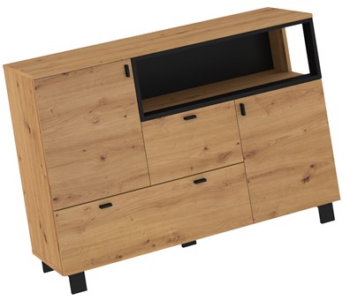 meble GAVES 02 duża komoda z szufladami drzwiami do salonu dąb artisan czar
