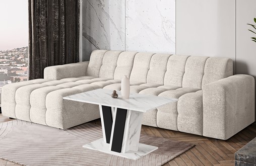 MU1 ława nowoczesny stolik kawowy 100x60 do salonu biały marmur czarny