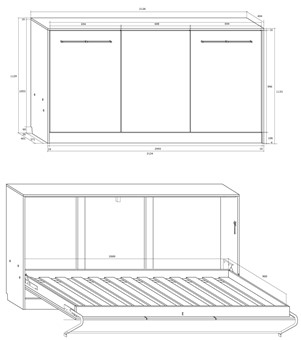 Półkotapczan łóżko chowane składane 90x200 ERGO +NADST. craft złoty c.biały
