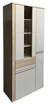 meble SOLO 02 duża witryna do salonu z szufladą dąb riva cashmere kaszmir