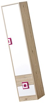 meble NICO 05 regał z półkami szufladami drzwiami zamknięty dąb biały róż