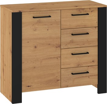 meble DELIS 02 komoda z drzwiami szufladami do salonu dąb artisan czarny