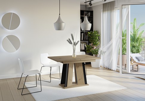 DOHA nowoczesny stół rozkładany do salonu jadalni 120x80 dąb artisan czarny