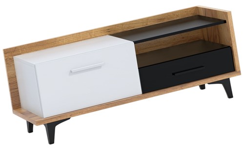 meble DOX 08 mała komoda stolik szafka RTV z szufladą craft zł biały czarny
