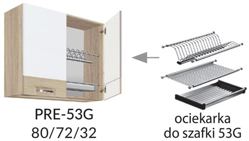 meble kuchenne PREMIO szafka górna wisząca ociekarka 80 [53G] biały sonoma