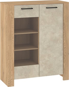 meble DELIS 14 niska witryna do salonu dąb cremona granada migdał