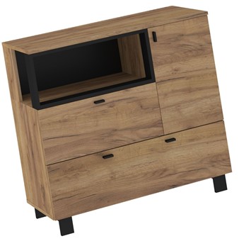 meble GAVES 01 komoda z szufladami na nóżkach do salonu dąb craft zł czarny