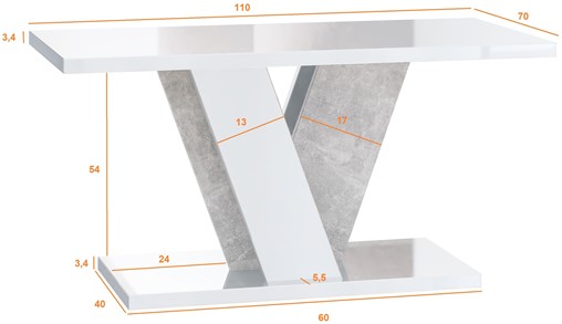 VINEY MINI nowoczesny stolik kawowy ława 110x70 do salonu K350 beton biały