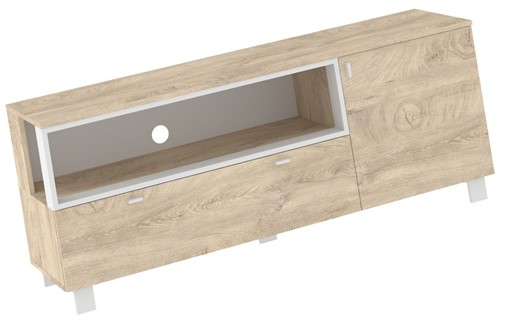 meble GAVES 13 komoda stolik szafka RTV loft do salonu dąb endgrain biały