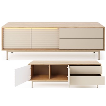 meble TILA 04 duża szafka RTV z szufladami drzwiami dąb olejowany cashmere