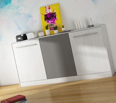 Półkotapczan łóżko chowane składane 90x200 poziome ERGO craft biały grafit