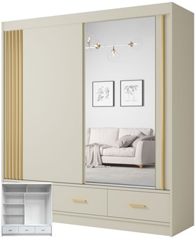 CA35-20 szafa przesuwna z szufladami lustrem lamelami cashmere kaszmir uzS