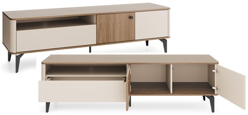 meble AURENA 06 komoda szafka RTV do salonu na nóżkach orzech cashmere