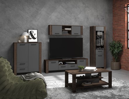 meble DELIS #2 regał szafka RTV wytryna półka stolik kawowy dąb grange graf