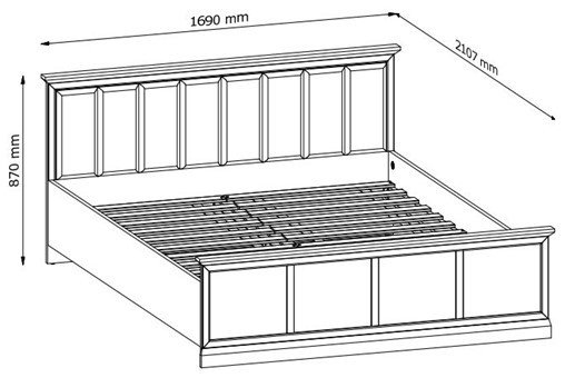 meble LUCCA L160 łóżko 160x200 do sypialni bez materaca z pojemnikiem czarn