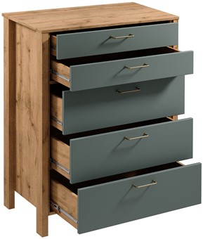 meble INDYGO K5S komoda z szufladami do salonu sypialni dąb wotan zieleń
