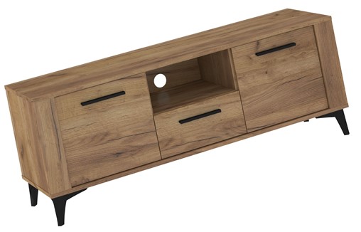 meble MIGES 10 komoda stolik szafka RTV na nóżkach dąb craft złoty