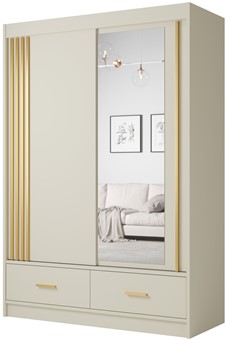 CA35-15 szafa przesuwna z szufladami lustrem lamelami cashmere kaszmir UZP