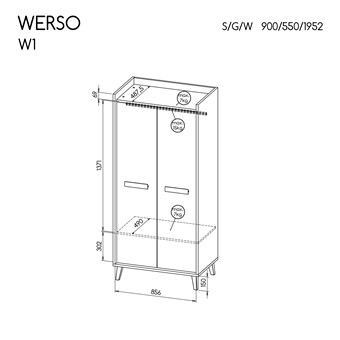 meble WERSO 01 szafa ubraniowa młodzieżowa do przedpokoju salonu sypialni