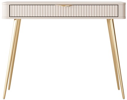 meble LENTA J konsola toaletka z szufladą na nóżkach do sypialni beż złoty